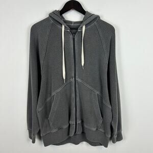 Aerie Wonder Full Textured Full Zip Hoodie in Smoked Grey Size X-Small